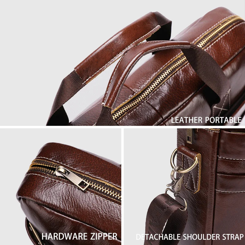 BULLCAPTAIN Leather Laptop Bag