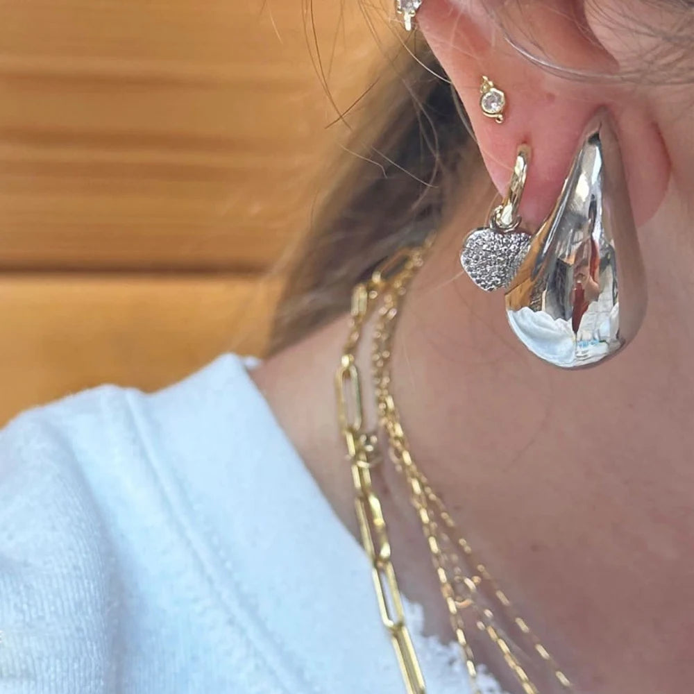 Golden & Silver Teardrop Earrings