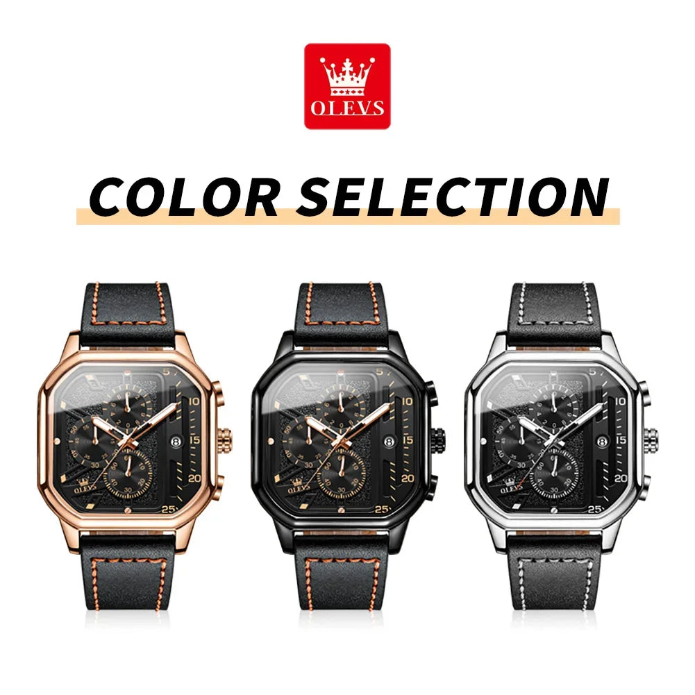 OLEVS Square Quartz Luxury Business Watch Collection