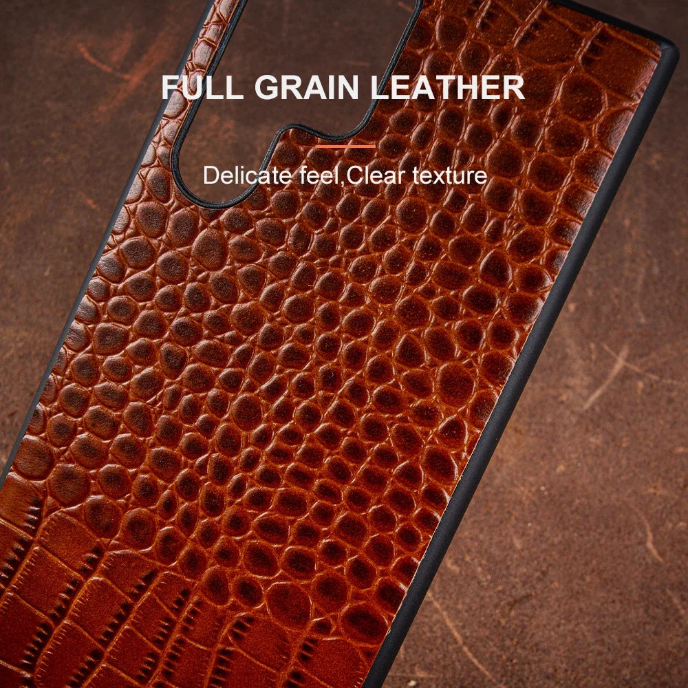 Crocodile Embossed Genuine Leather Covers for Samsung