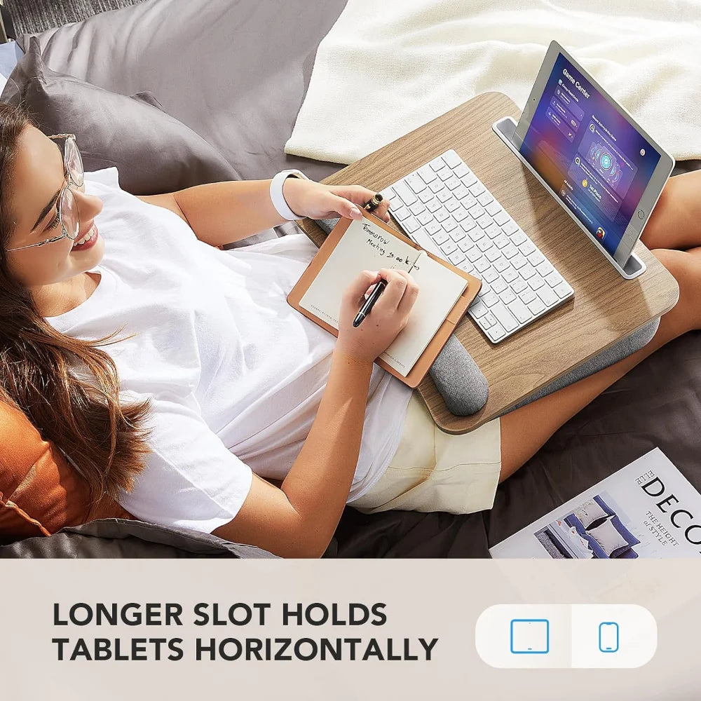 Portable Lap Laptop Desk with Pillow Cushion, Fits up to 15.6-inch Laptop