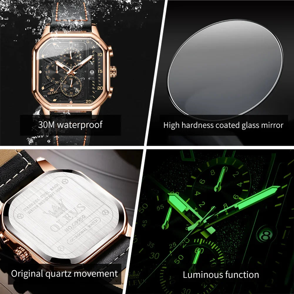 OLEVS Square Quartz Luxury Business Watch Collection