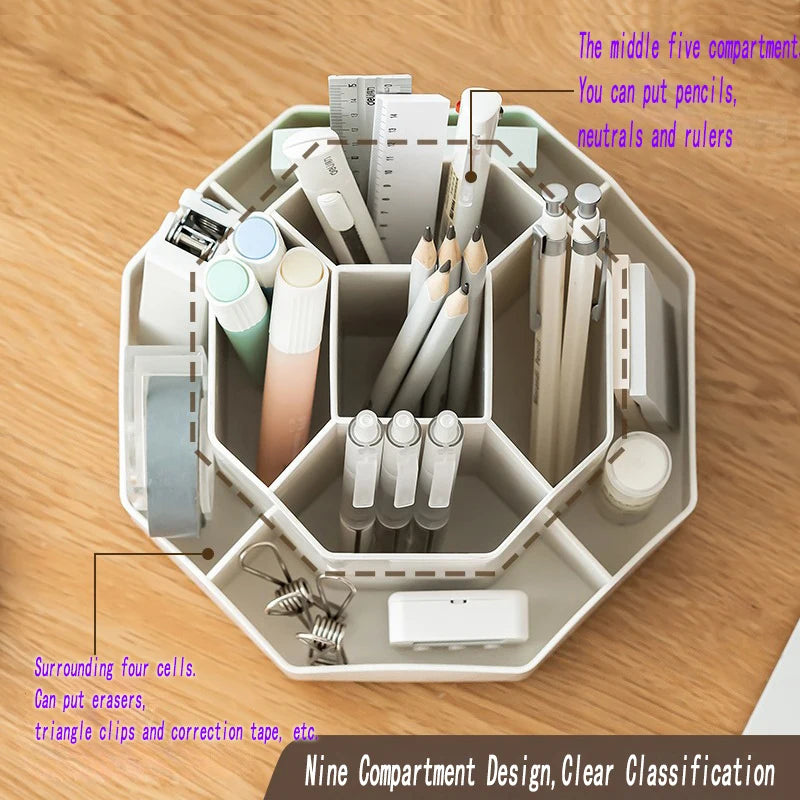 360° Rotating Pen Organizer 9-Grid and 3- Grid Options