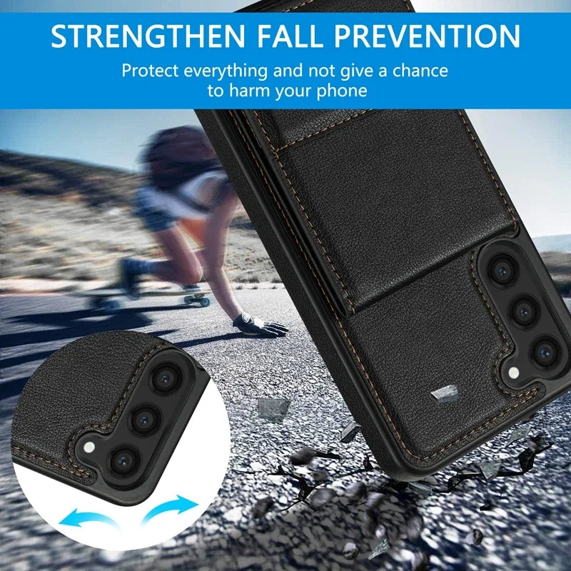 Anti-theft Flip Leather Wallet Case For Samsung