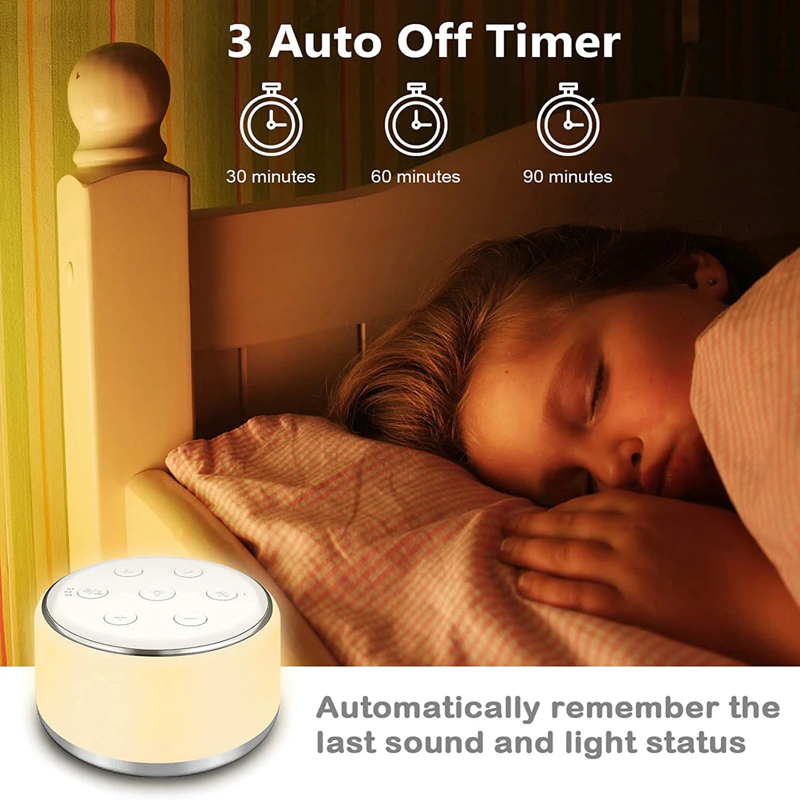 Travel White Noise Machine (7 Night Light Colors & 34 Soothing Sounds)
