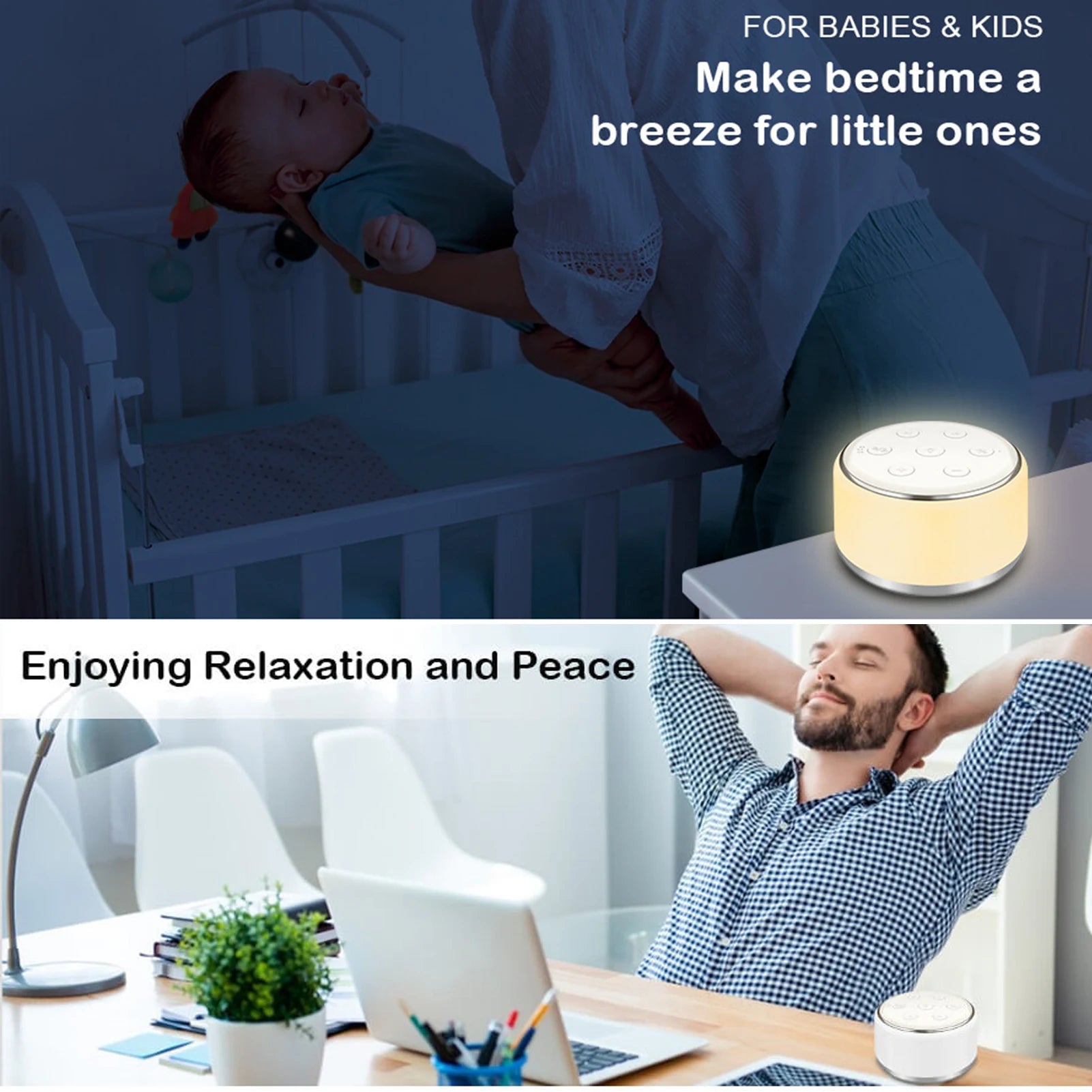 Travel White Noise Machine (7 Night Light Colors & 34 Soothing Sounds)