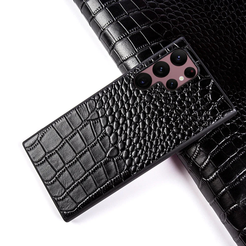 Crocodile Embossed Genuine Leather Covers for Samsung