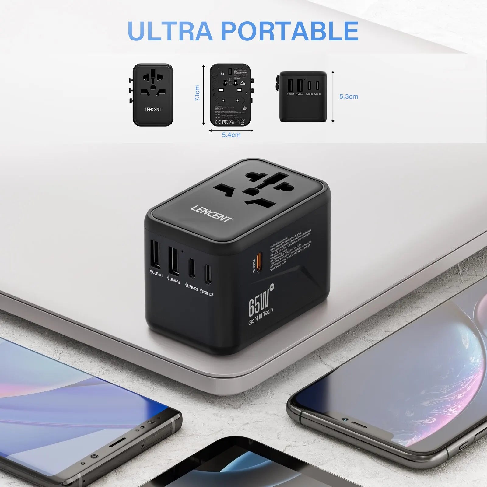 65W/100W International Travel Adapter ( EU, AU, US, & UK)