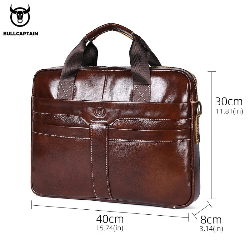 BULLCAPTAIN Leather Laptop Bag