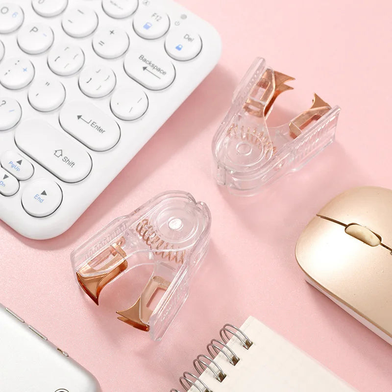 Transparent Rose Gold Stapler, Staple Remover, Staples, and Hole Punch