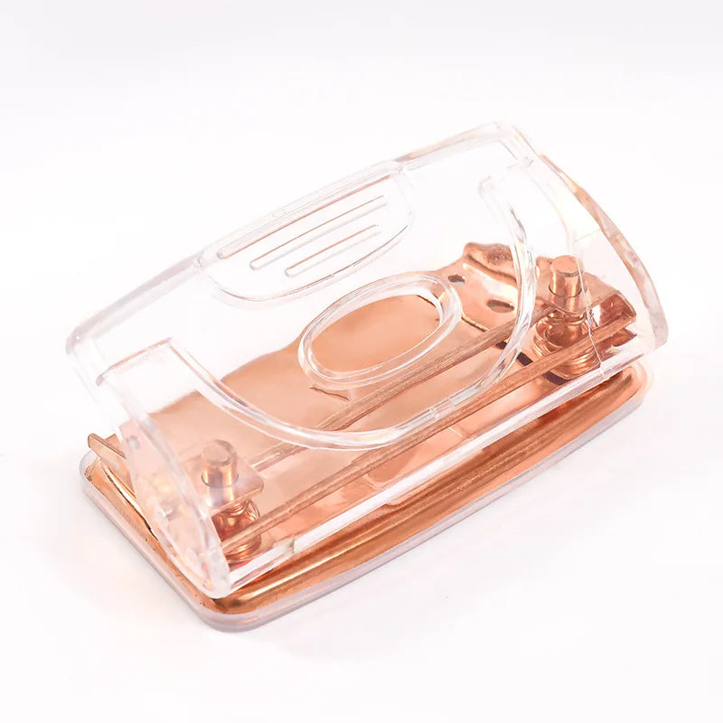 Transparent Rose Gold Stapler, Staple Remover, Staples, and Hole Punch