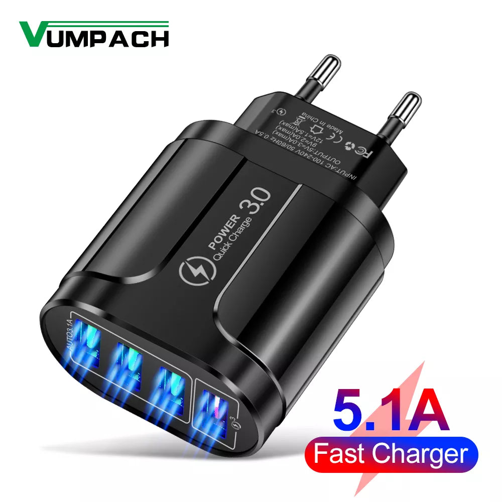 4 USB 45W USB Travel  Fast Charger