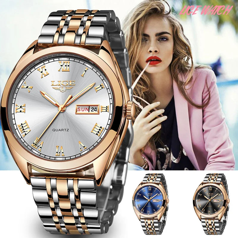 Ladies Lige Brand Luxury Waterproof Quartz Watch