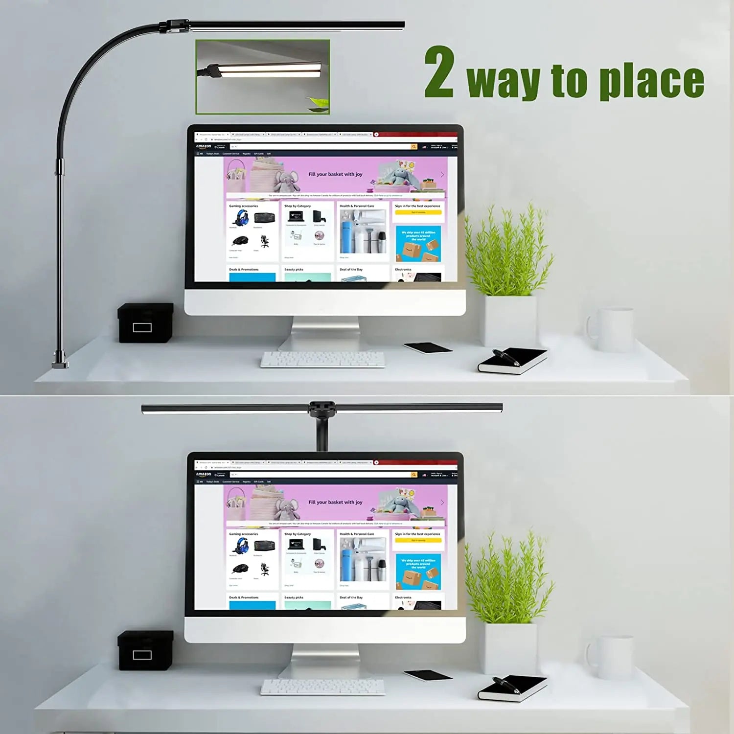 Double Head Dimmable LED Clip on Desk Lamp with Remote Control