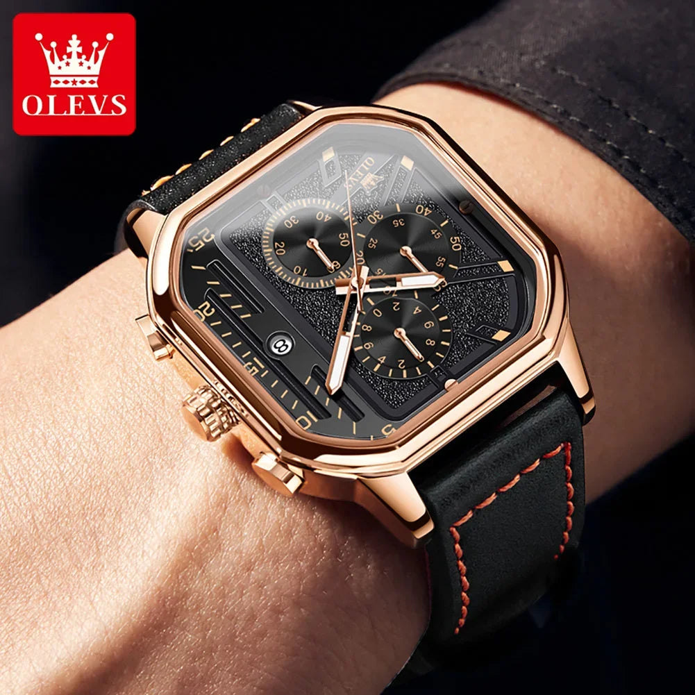 OLEVS Square Quartz Luxury Business Watch Collection