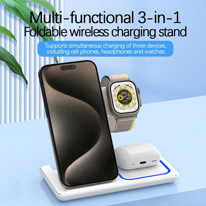 30W Fast Wireless Foldable Charger Station For iPhone 15 14 13 12 11 Apple Watch 9 8 7 6 5 Airpods Pro