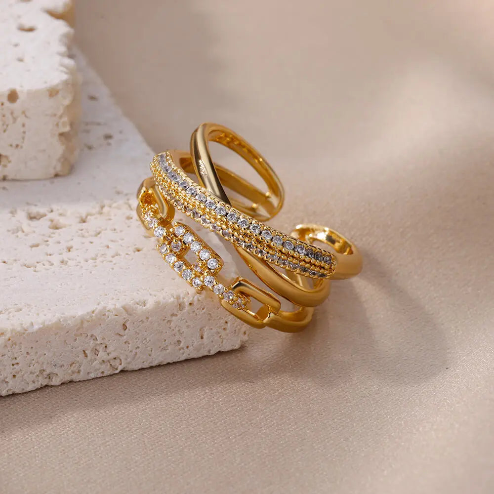 Gold Twist Adjustable Fashion Ring