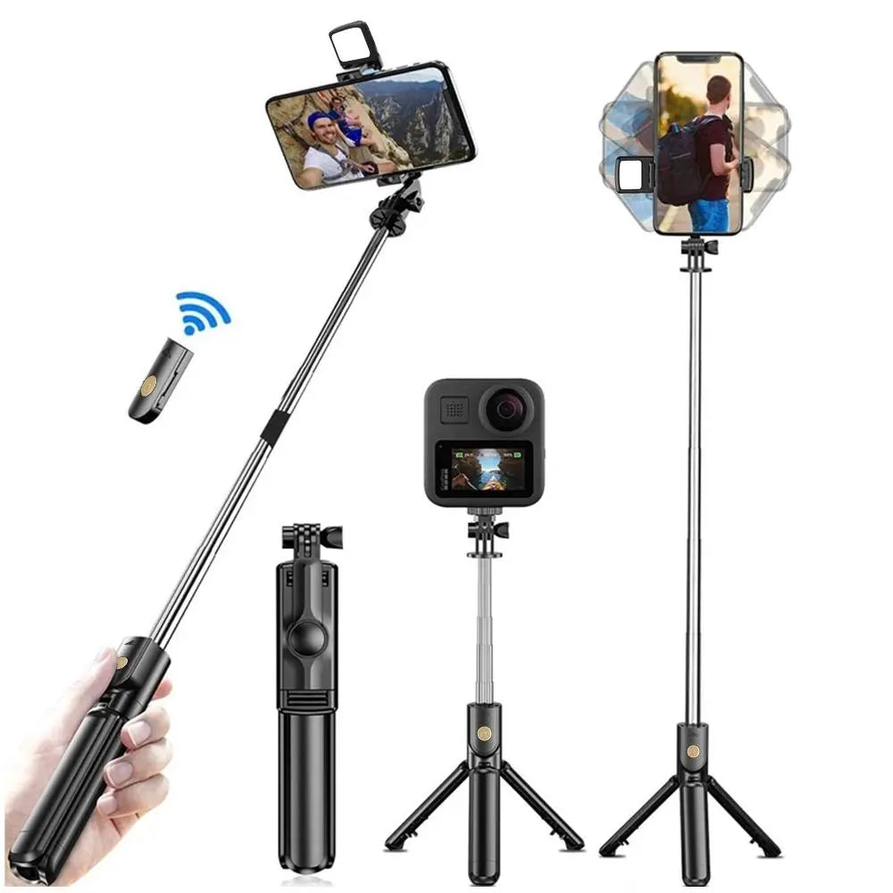 Selfie Stick Tripod Stand with Light Bluetooth Remote