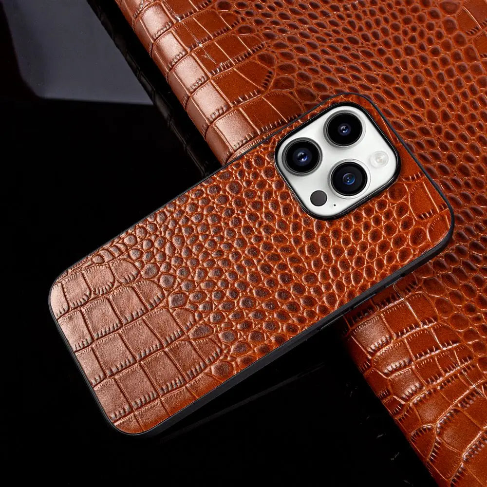 Crocodile Embossed Genuine Leather Covers for iPhone