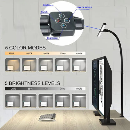 Double Head Dimmable LED Clip on Desk Lamp with Remote Control