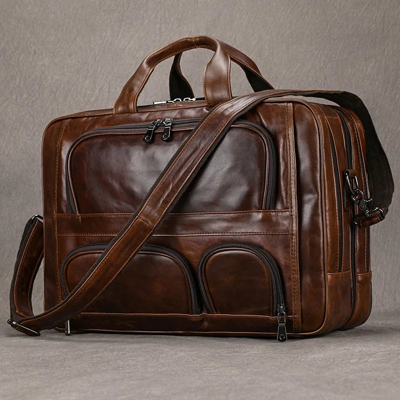 The Executive Voyager Genuine Leather Laptop Travel Briefcase