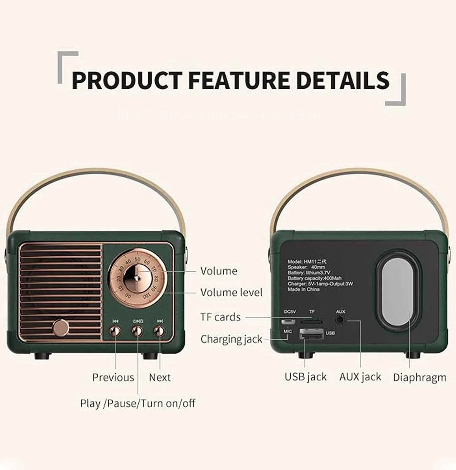 Vintage Radio Bluetooth Mini Speaker