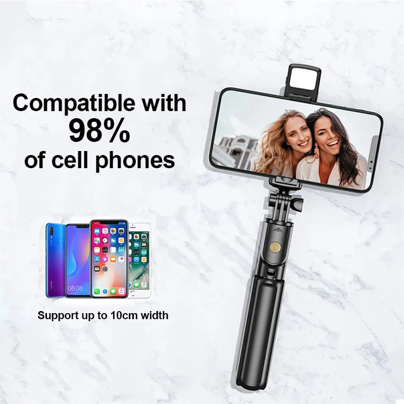 Selfie Stick Tripod Stand with Light Bluetooth Remote