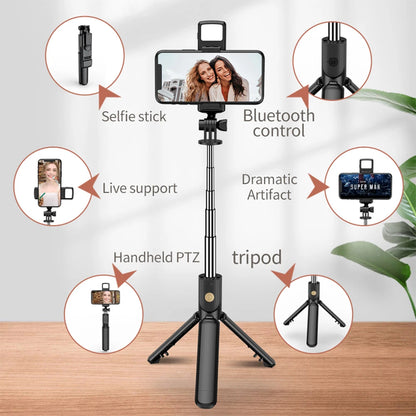 Selfie Stick Tripod Stand with Light Bluetooth Remote