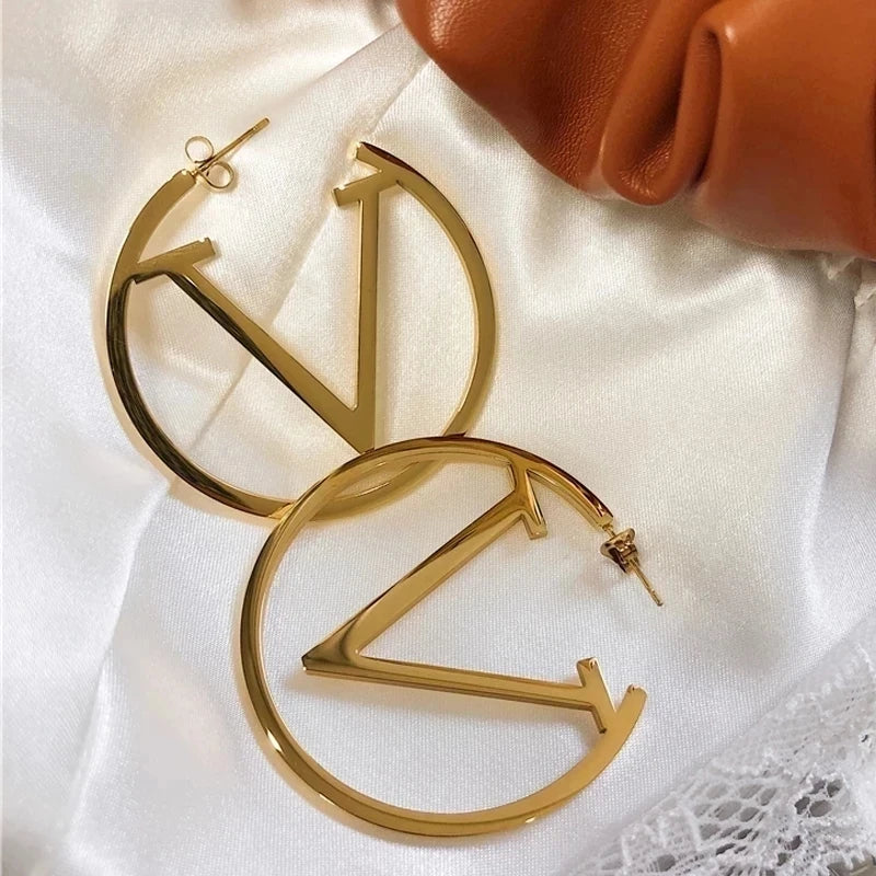 Luxury Hoop &quot;V&quot; Earrings