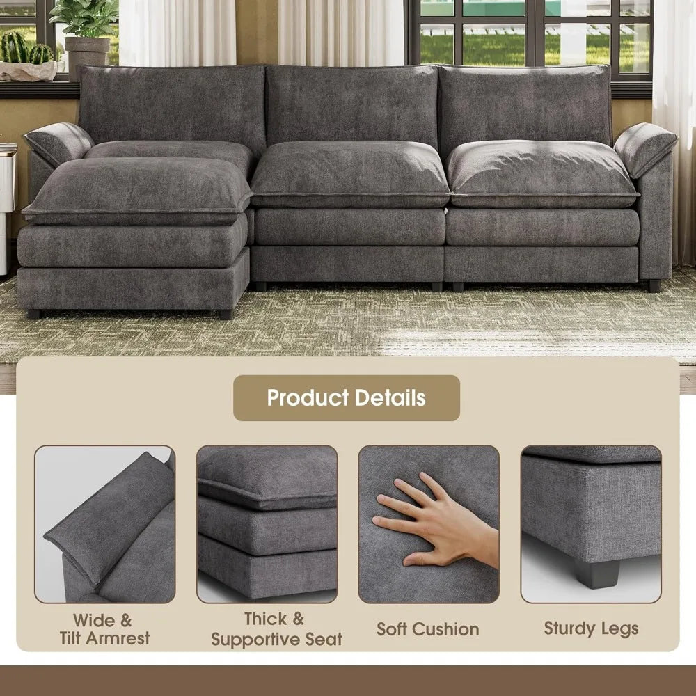 The Isabella Modular Sectional Sofa with Reversible Ottoman