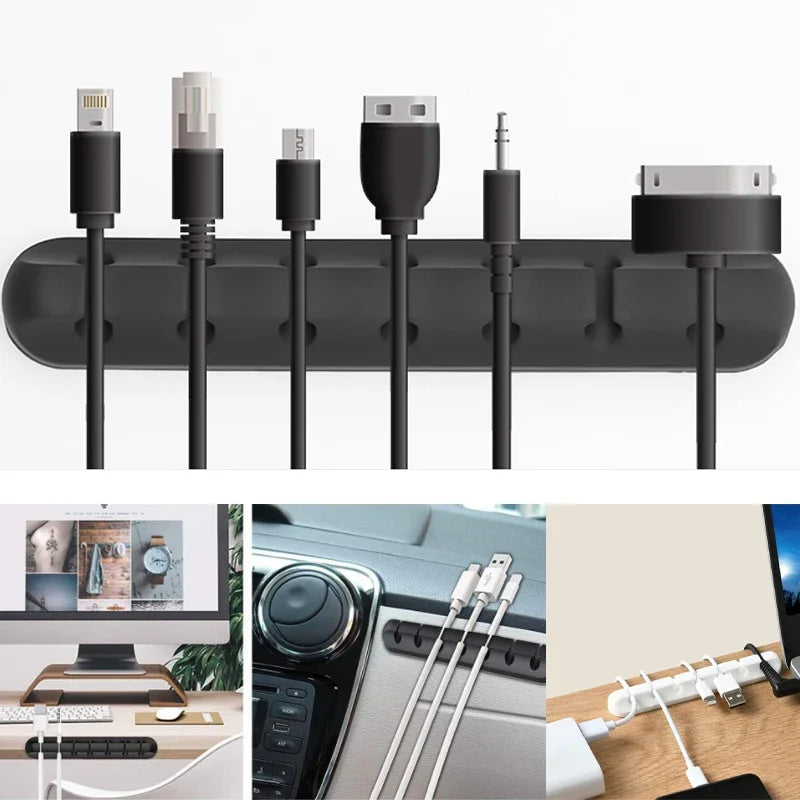 3, 5, 7 Clip Self-Adhesive Cable Desktop USB Charging Cable Holder