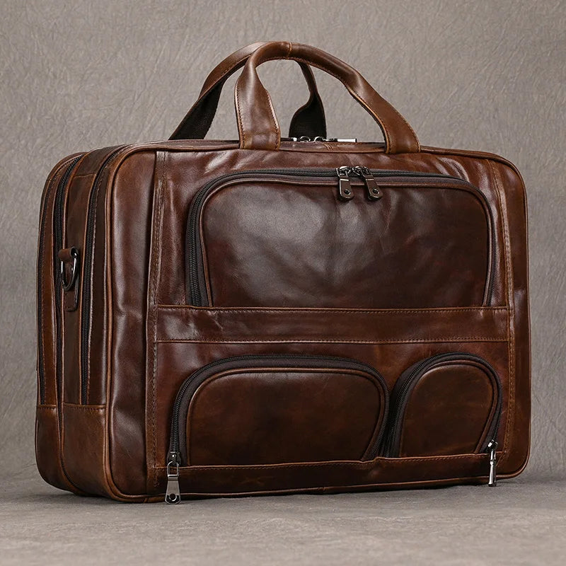 The Executive Voyager Genuine Leather Laptop Travel Briefcase