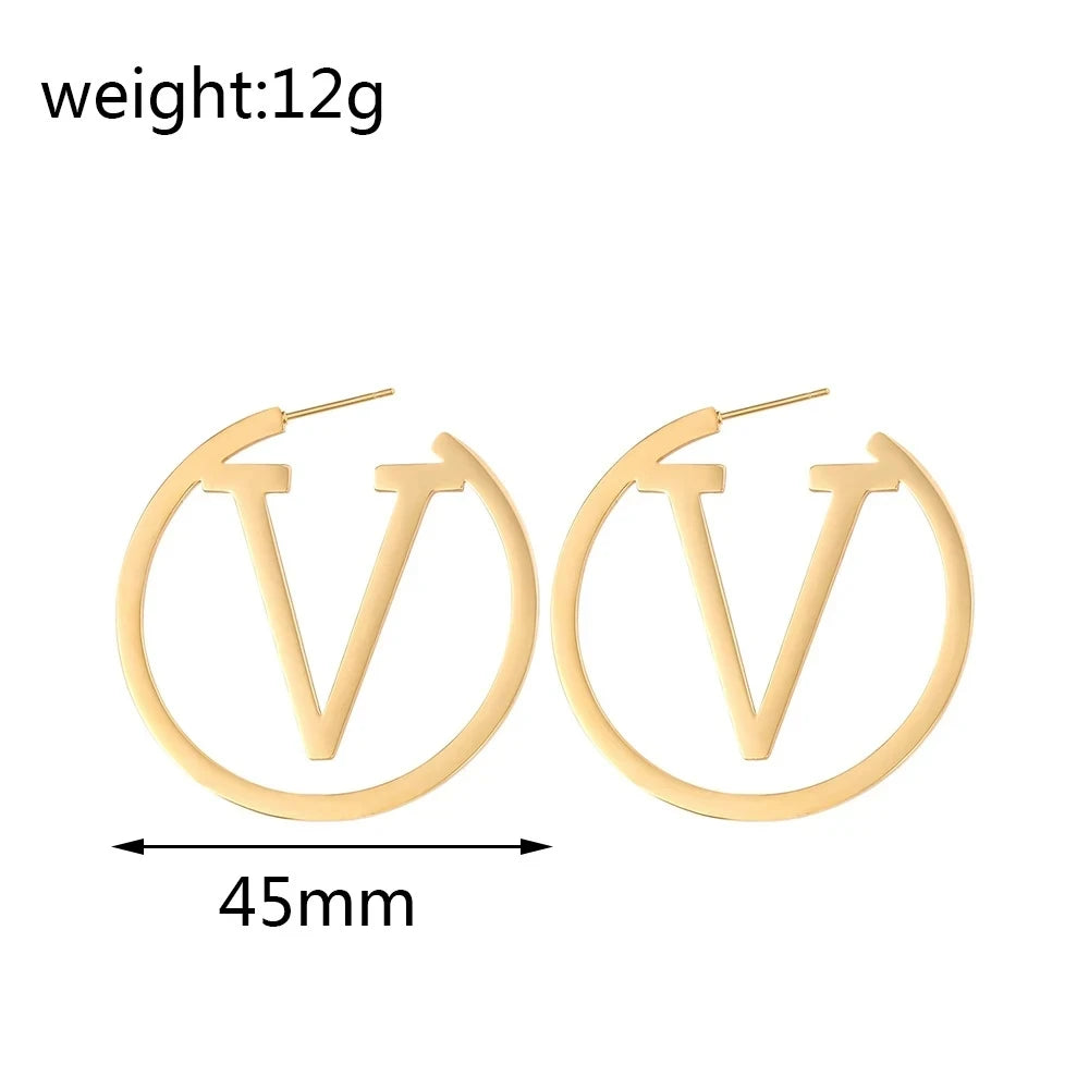 Luxury Hoop &quot;V&quot; Earrings