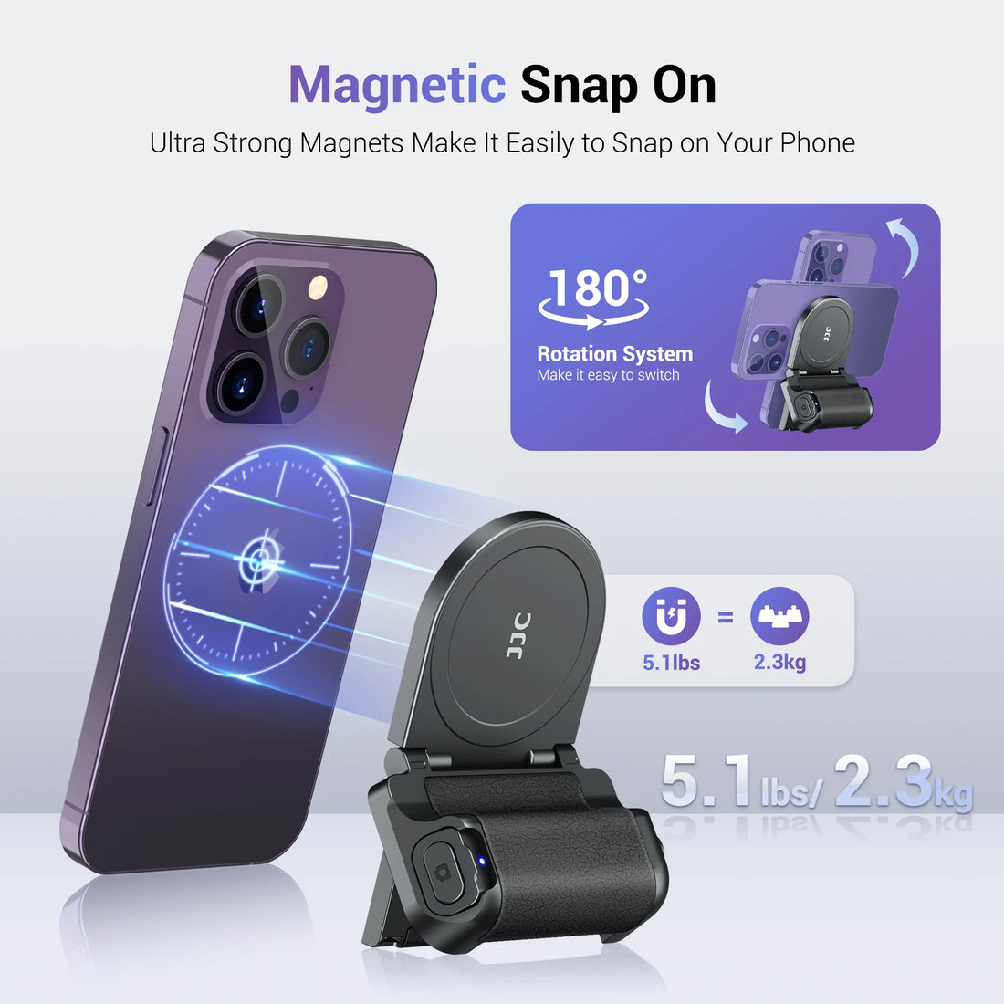 JJC Magnetic Selfie Phone Bracket With Wireless Remote Control