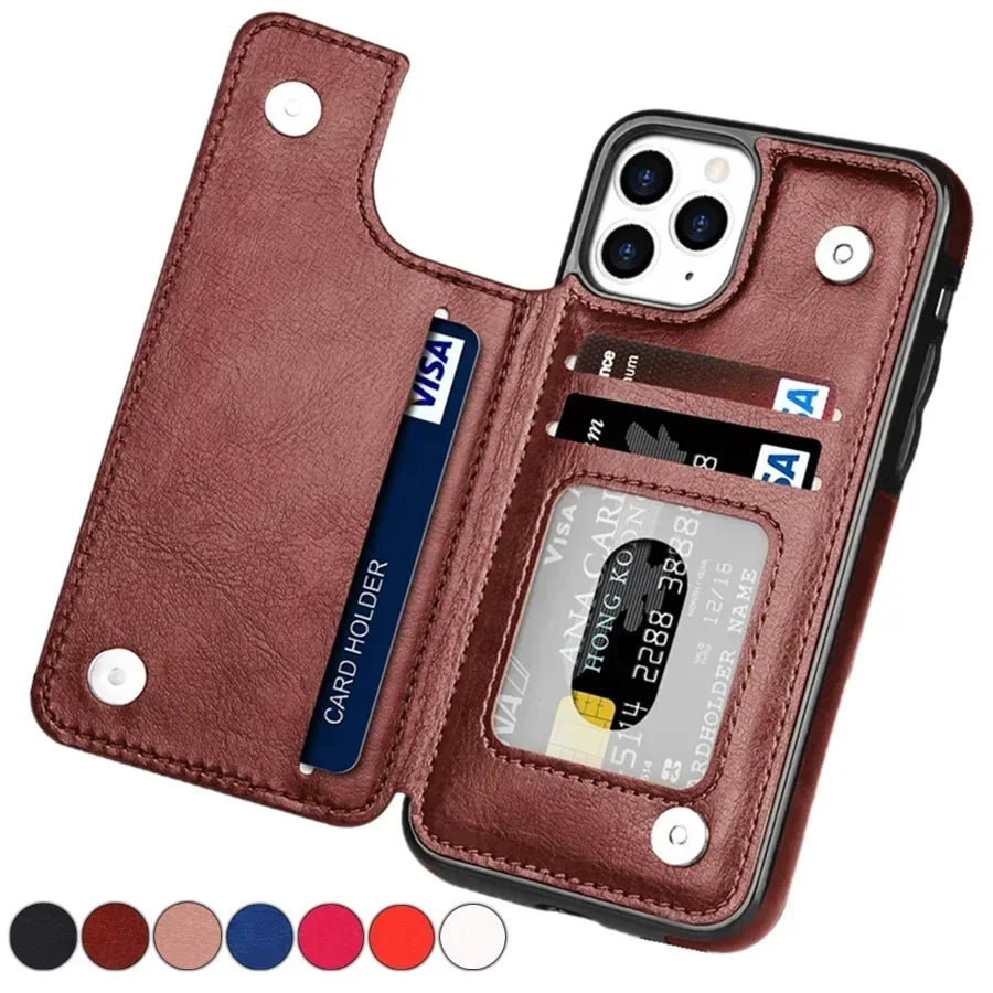 iPhone Leather Wallet Snap Case