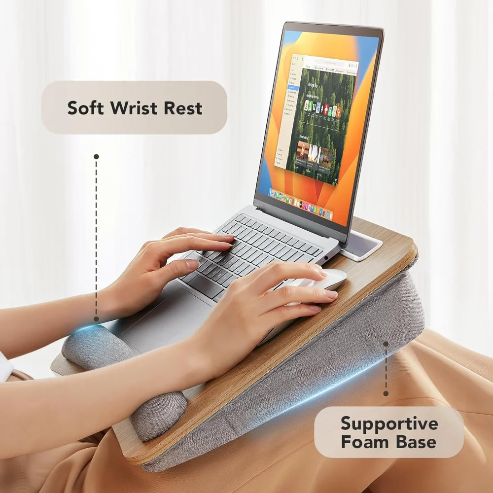 Portable Lap Laptop Desk with Pillow Cushion, Fits up to 15.6-inch Laptop