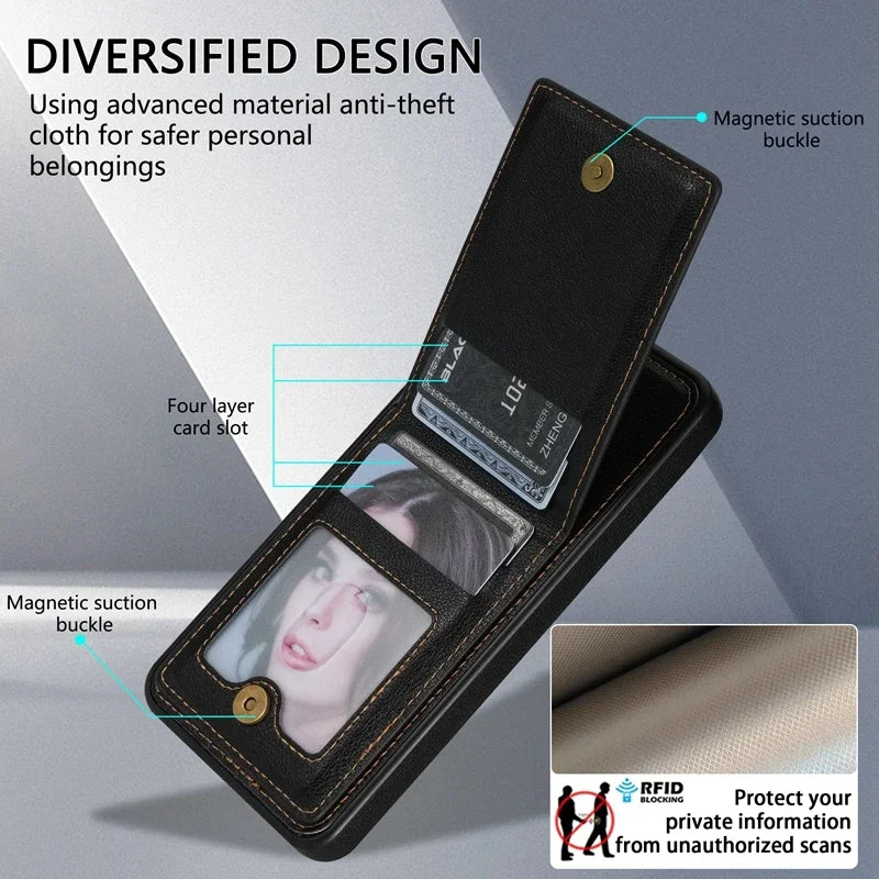 Anti-theft  Flip Leather Wallet Case For Samsung