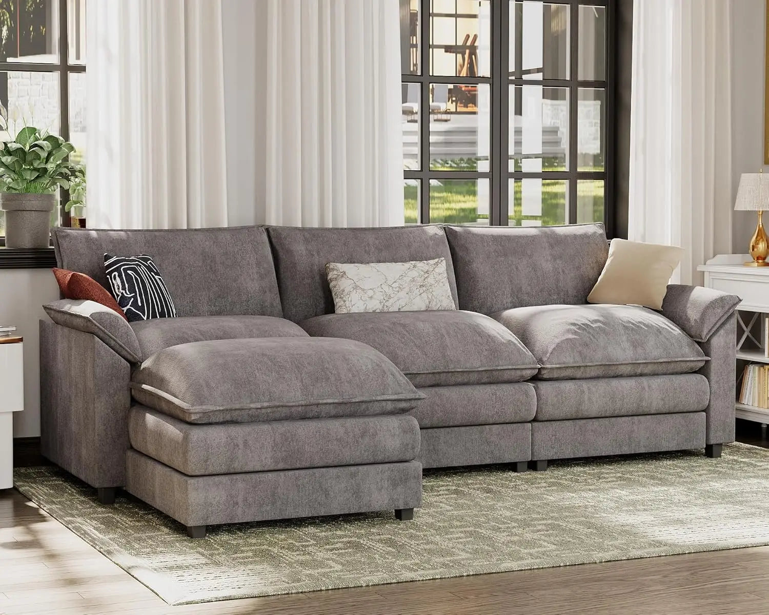 The Isabella Modular Sectional Sofa with Reversible Ottoman