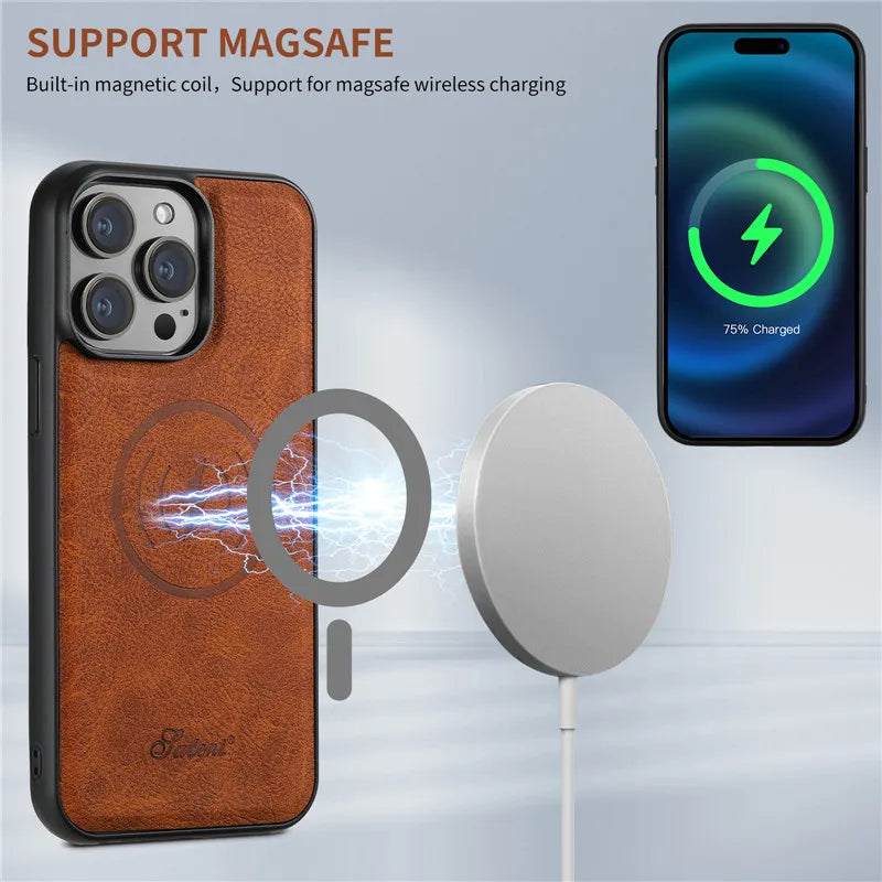 Leather Magsafe Wallet Phone Case