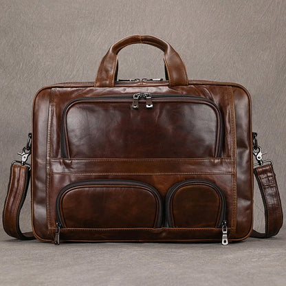 The Executive Voyager Genuine Leather Laptop Travel Briefcase