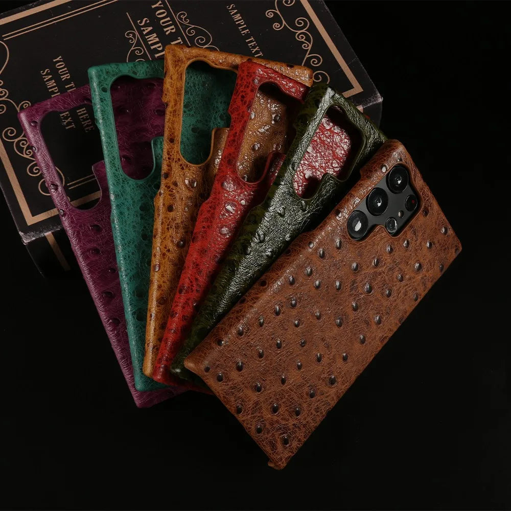 Premium Ostrich-Design TPU Leather Cases for Samsung Galaxy