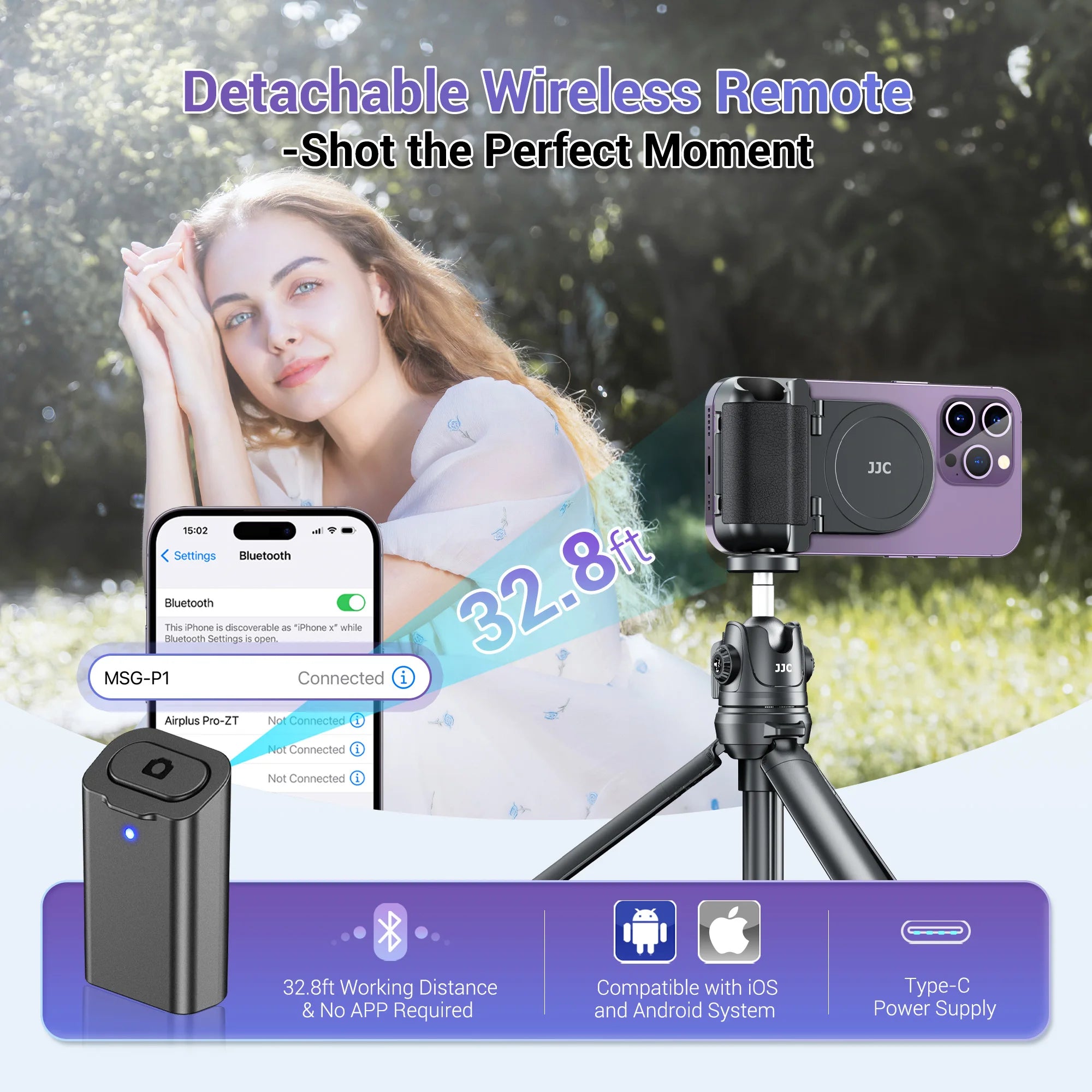 JJC Magnetic Selfie Phone Bracket With Wireless Remote Control