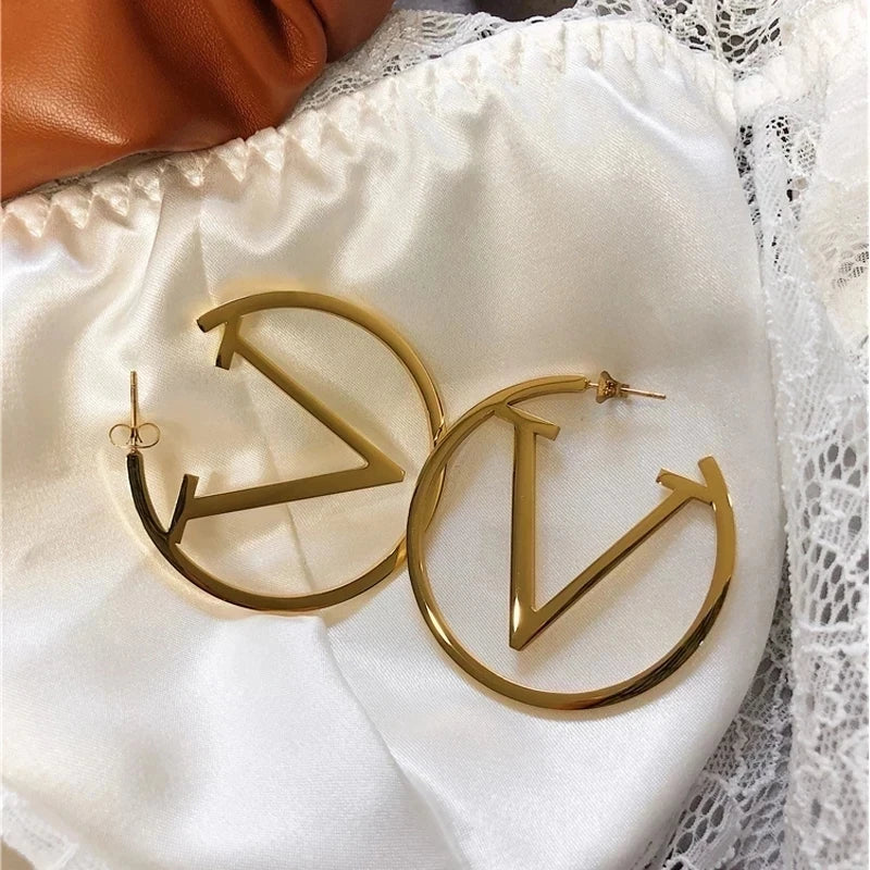 Luxury Hoop &quot;V&quot; Earrings