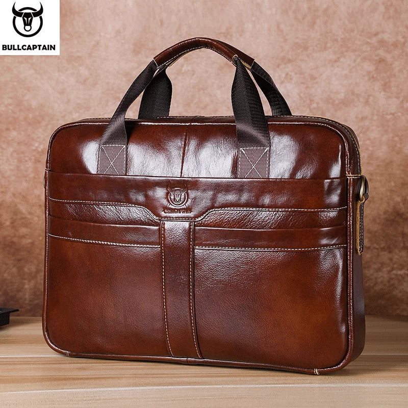 BULLCAPTAIN Leather Laptop Bag