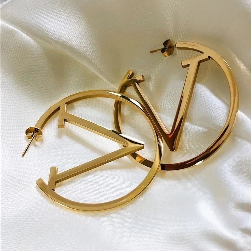 Luxury Hoop &quot;V&quot; Earrings