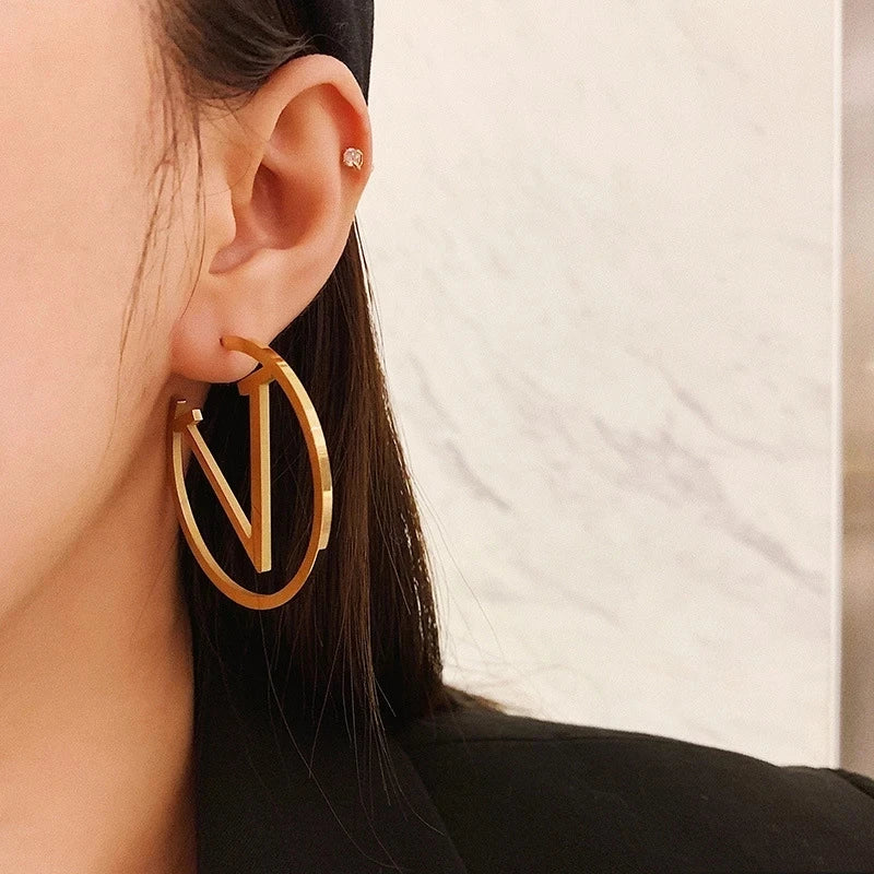 Luxury Hoop &quot;V&quot; Earrings