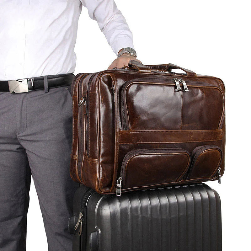 The Executive Voyager Genuine Leather Laptop Travel Briefcase