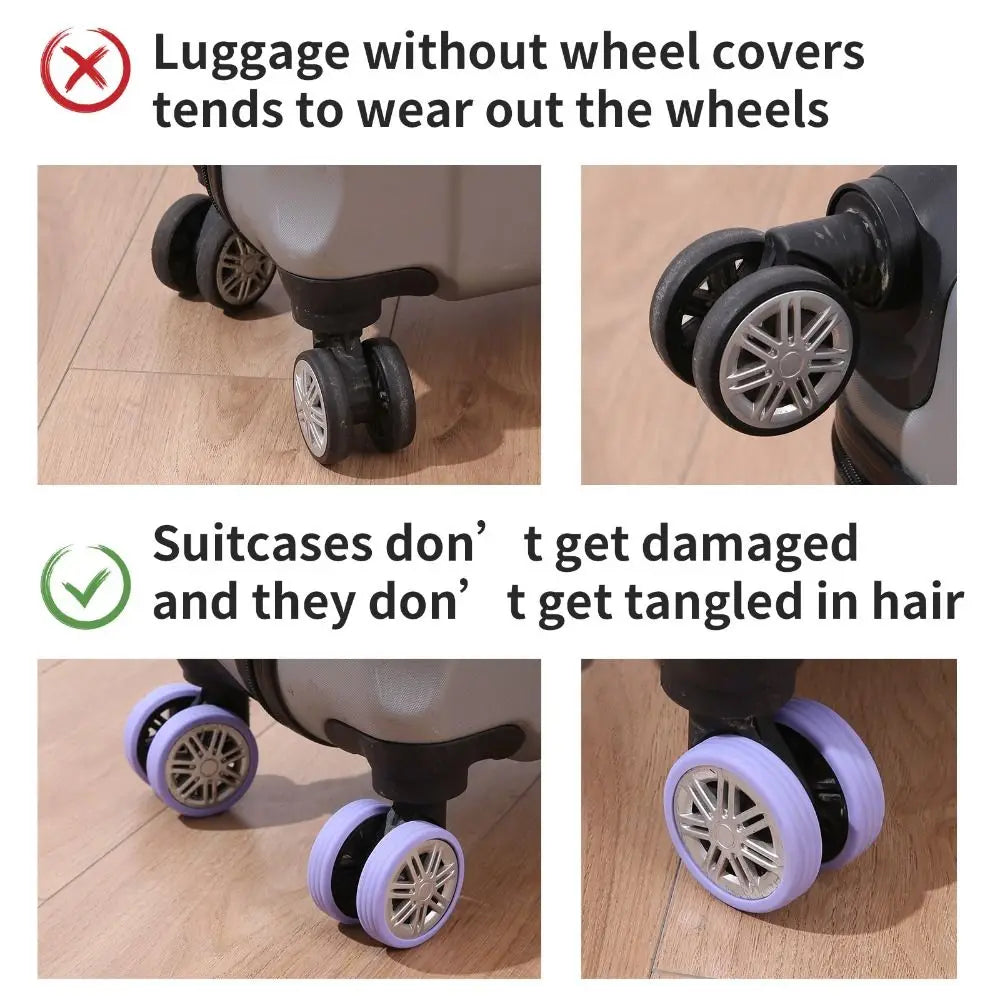 8Pcs Silicone Travel Luggage Wheels Protection Covers