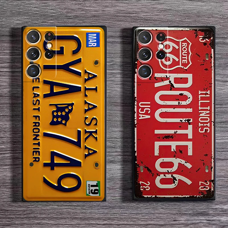 Retro License Plate Phone Case For Samsung