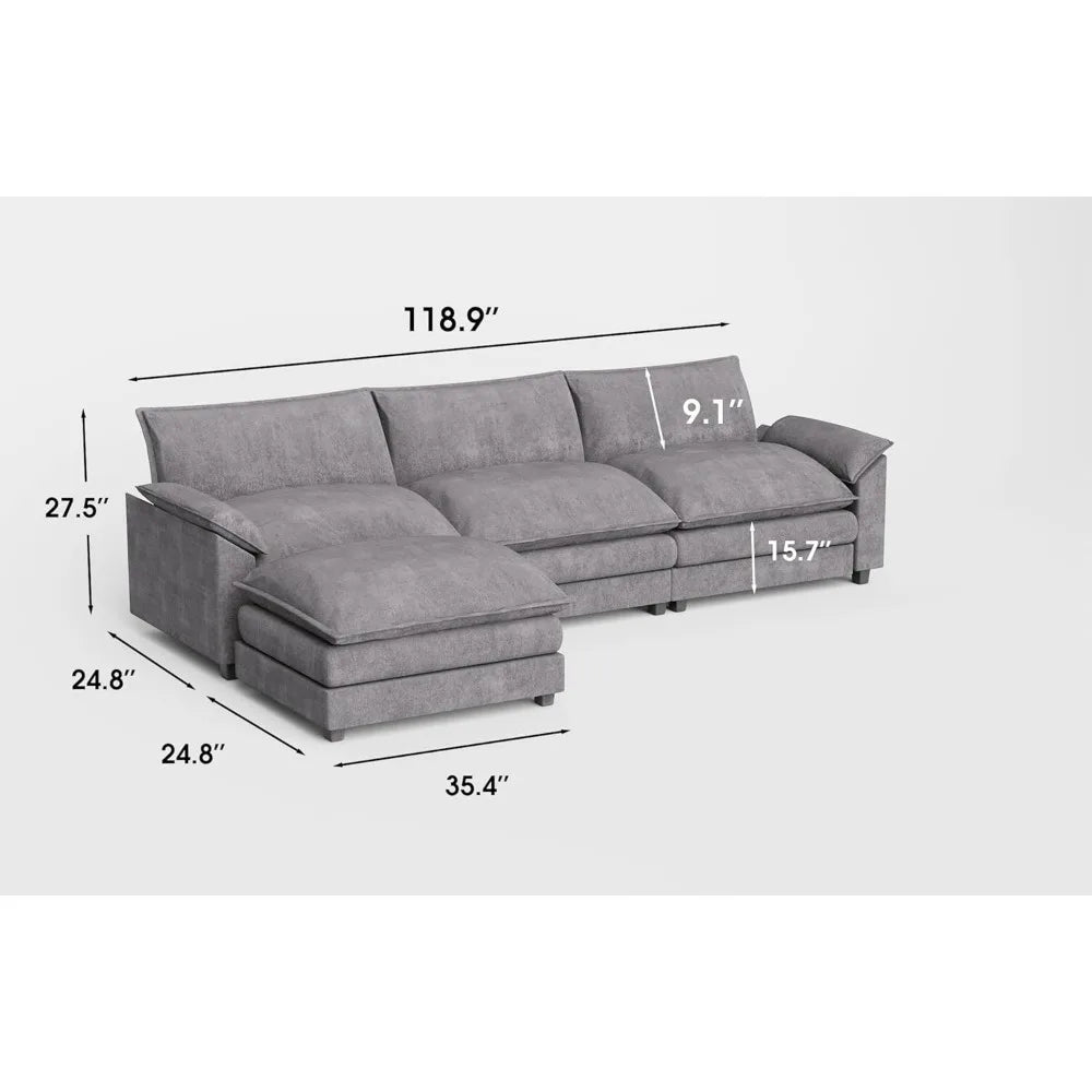 The Isabella Modular Sectional Sofa with Reversible Ottoman